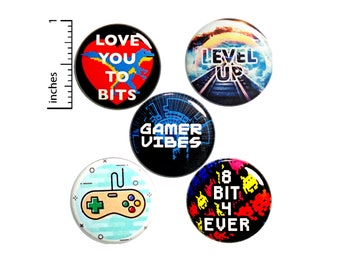 Gamer Pin for Backpack, Buttons or Fridge Magnets, 80's Style, Video Games, Button Pin or Magnet, Video Game Nostalgia, Gift Set, 1" P28-2