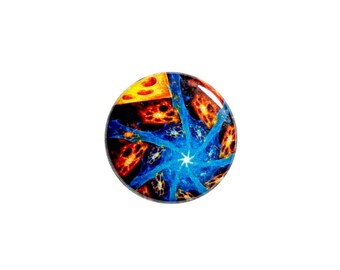 Cool Blue Starfish Style Fractal Button Pin or Fridge Magnet Cute Steampunk Button or Refrigerator Magnet for Locker or Crafts 1" #52-18