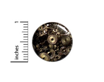 Steampunk Gears Button Pin for Backpacks Jackets or Fridge Magnet Wheels Cogs Cool Dieselpunk Rad Vintage Style Gift Pin 1 Inch 1-7