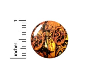 Steampunk Gears Button // Victorian Pin // Clockwork Pinback // Pin 1 Inch 11-12