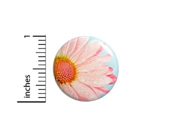 Cute Pink Daisy Flower Button Pretty Backpack Pin Unique Simple Small Gift Jacket Pinback Photography Graphic Art 1 Inch #65-19