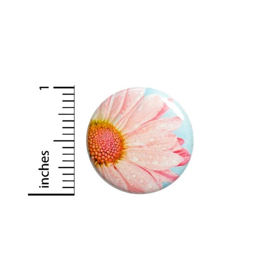 Cute Pink Daisy Flower Button Pretty Backpack Pin Unique Simple Small Gift Jacket Pinback Photography Graphic Art 1 Inch #65-19