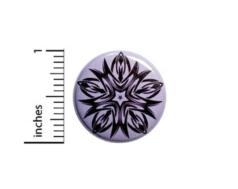 Black Flower Purple Button Pin or Fridge Magnet, Purple Backpack Pin, Mandala Style Pin, Cool Mandala Flower, Pin Button or Magnet, 1" 86-3