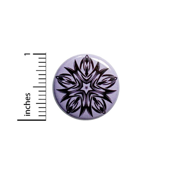 Black Flower Purple Button Pin or Fridge Magnet, Purple Backpack Pin, Mandala Style Pin, Cool Mandala Flower, Pin Button or Magnet, 1" 86-3