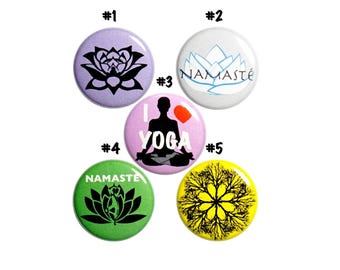 Lotus Flower Pin-Backs, Set of Pins for Backpack, Yoga Flower Lapel Pins, Yoga Student Gift Set Namaste Lotus Flower Pin 5 Pack, 1” P74-4