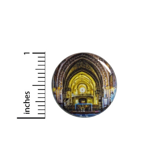 Gothic Cathedral Pin Button or Fridge Magnet, Gothic Cathedral, Gothic Gift, Birthday Gift, Gothic Church Button or Magnet, 1 Inch #79-1