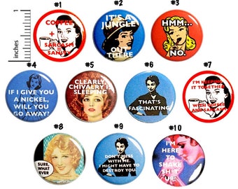 Funny Sarcastic Buttons Pin for Backpack or Jackets Lapel Pins Buttons Vintage Women Edgy Cool 10 Pack Gift Set 1 Inch 10P8-2