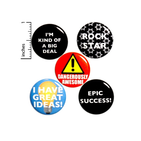 Positive Encouraging Buttons I'm Kind of a Big Deal 5 Pack of Pins for Backpacks Jackets Lapel Pins Badges Pinbacks 1 Inch P29-3