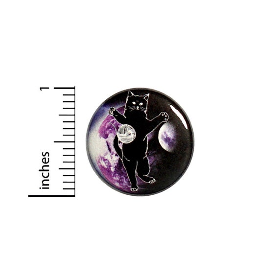Funny Cat Button or Fridge Magnet, Space Cat, Outer Space Cat Gift, Cool Cat Pin, Funny Button or Fridge Magnet, Fantasy, 1 Inch #81-20