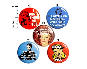 Sarcastic Vintage Women, Pin for Backpack, Funny Buttons or Fridge Magnets, Feminist, 5 Pack, Friend Gift Set, 1 Inch #P48-3