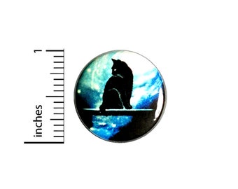 Cat Sitting At The Portal Of Time Button // for Backpack or Jacket Pinback // Cat Space Sci Fi  // Pin 1 Inch 9-9