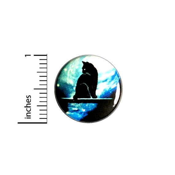 Cat Sitting At The Portal Of Time Button // for Backpack or Jacket Pinback // Cat Space Sci Fi  // Pin 1 Inch 9-9