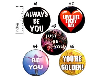 Positive Saying Buttons or Fridge Magnets 5 Pack of Positive Phrase Pins or Refrigerator Magnets Encouraging Gifts for Friends 1" P25-2