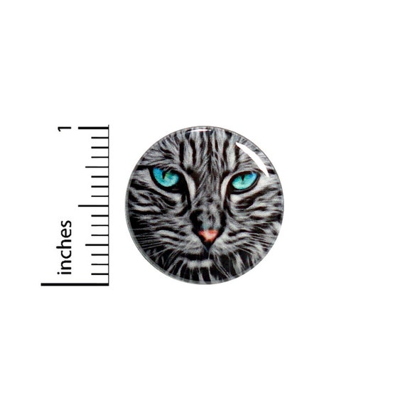 Cool Cat Button Badge Graphic Beautiful Unique Gift Teal Eyes Kitty Rad Wild Backpack Pin Pinback 1 Inch #65-17