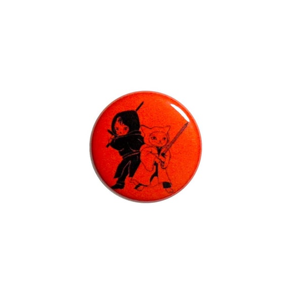 Ninja Cats Button Pin or Fridge Magnet Martial Arts Kitties Pin Button or Refrigerator Magnet 1" #26-21