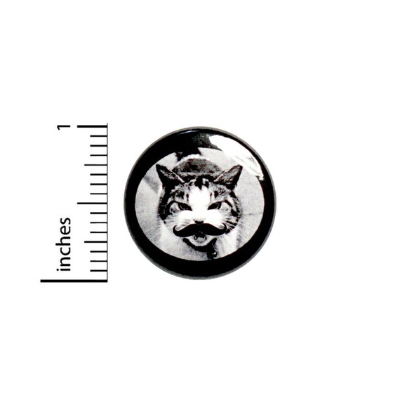 Funny Mustache Cat Geeky Button Random Geekery Nerdy Backpack Jacket Pin Pinback 1 Inch