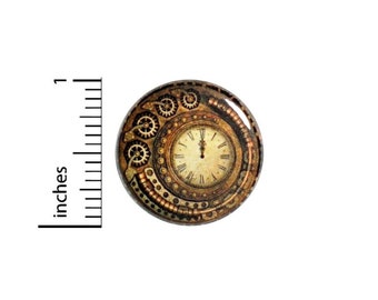 Steampunk Clockwork Button // Victorian Pin // Steampunk Clock Pinback // Pin 1 Inch 5-4