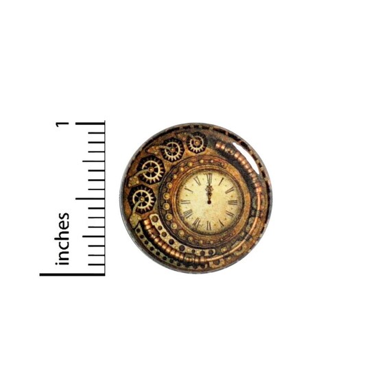 Steampunk Clockwork Button // Victorian Pin // Steampunk Clock Pinback // Pin 1 Inch 5-4