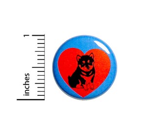 Cute Husky Puppy Dog Button Badge Love Heart Jacket Backpack Pin 1 Inch #50-32 -