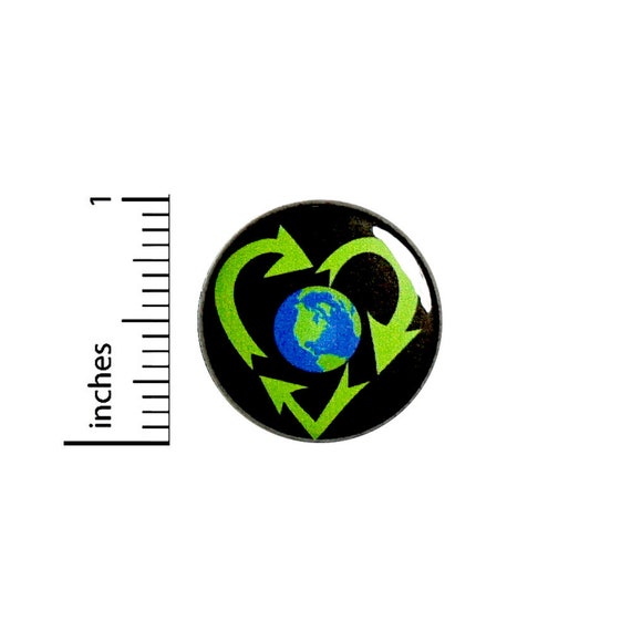 Recycling Button Pin Recycle Heart Earth Day Globe Badge for Backpacks or Jackets Cool Pinback Lapel Pin 1 Inch 88-32