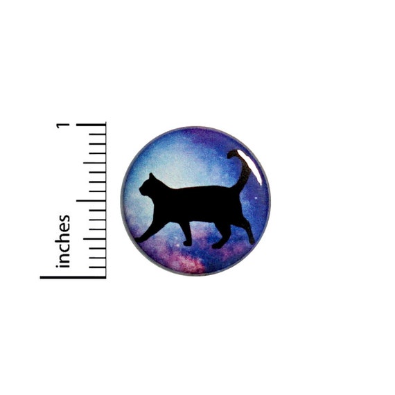 Funny Cat Button or Fridge Magnet, Space Cat, Outer Space Cat Gift, Purple Cat Pin, Funny Button or Fridge Magnet, Fantasy, 1 Inch #81-21
