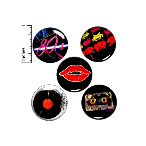 I Love The 80'S Pin Buttons or Fridge Magnets, The 80's Gift Set, Backpack Pin 5 Pack, Buttons or Magnets, 80s Music, Movies 1" EP3-1