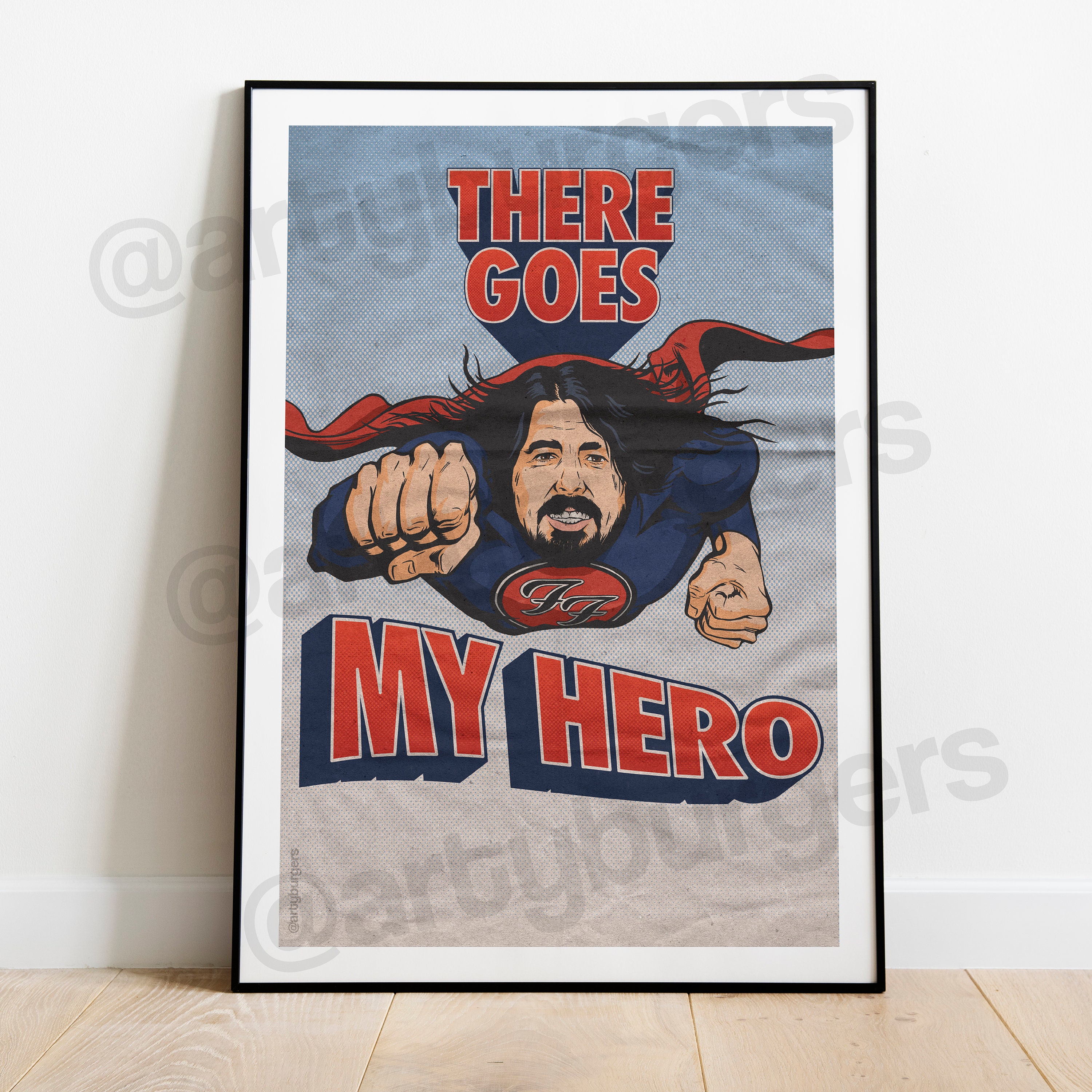 Foo Fighters My Hero Vintage Script Song Lyric Music Wall Art Print