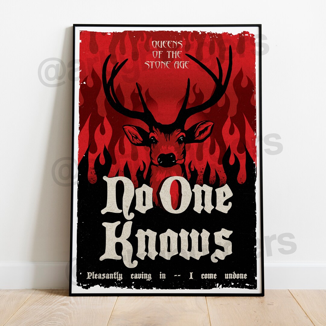 No One Knows // Queens of the Stone Age Rock Indie Lyrics Inspired Music Poster Wall Decor Art