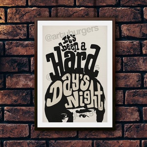 Hard Days Night | rock indie lyrics inspired | music poster | wall decor | art print
