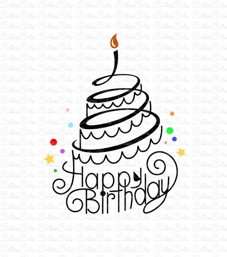 Happy Birthday Svg Dxf Png vector birthday cake clipart | Etsy