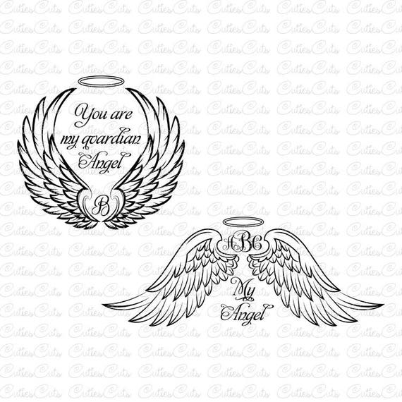 Download Angel wings Svg Eps Dxf Png vector files wings monogram svg | Etsy