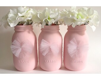 pink mason jars etsy