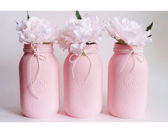 pink mason jars etsy