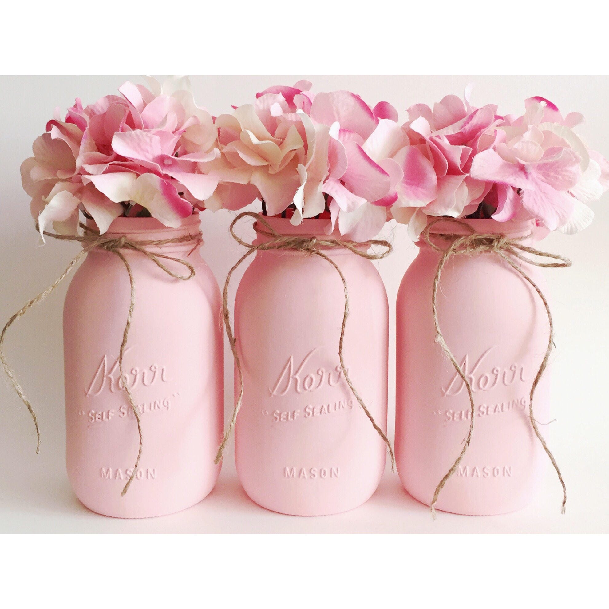 Blush Pink Pint Ball Mason Jar, One 16 Oz. Pint Size, Farmhouse Home Decor,  Rose Pink Mason Jar, Pink Vase Centerpiece Mother's Day Gift 
