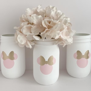 Minnie Mouse Mason Jars, Minnie Mouse Centerpieces, ,Minnie Mouse Party, Minnie Mouse Decorations