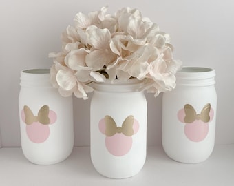 Minnie Mouse Mason Jars, Minnie Mouse Centerpieces, ,Minnie Mouse Party, Minnie Mouse Decorations