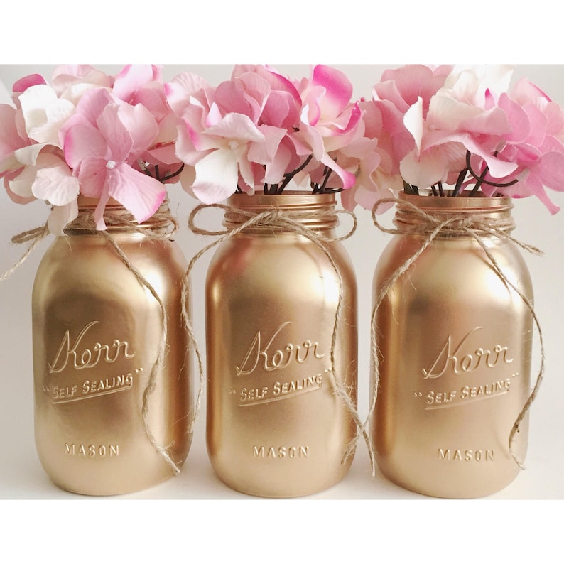 Gold Mason Jars Gold Centerpieces Gold First Birthday Etsy