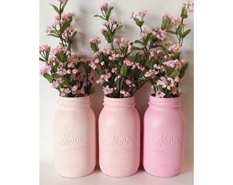 Ombre Mason Jars, Pink Ombre Centerpiece, Ombre, Pink Mason Jars,