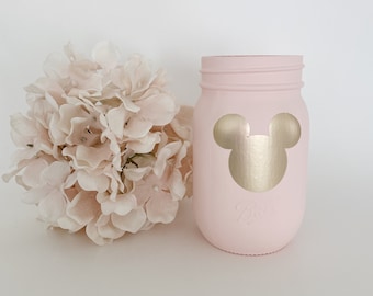 Minnie Mouse Mason Jar, Minnie Mouse Centerpiece, Minnie Mouse Party, Minnie Mouse Decorations, Pink Minnie Mouse, Minnie Mouse