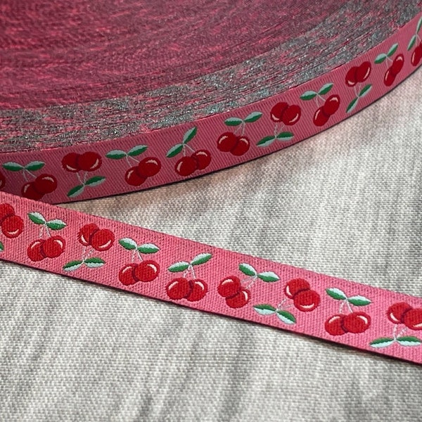 Web ribbon cherries pink red color mix Jolijou