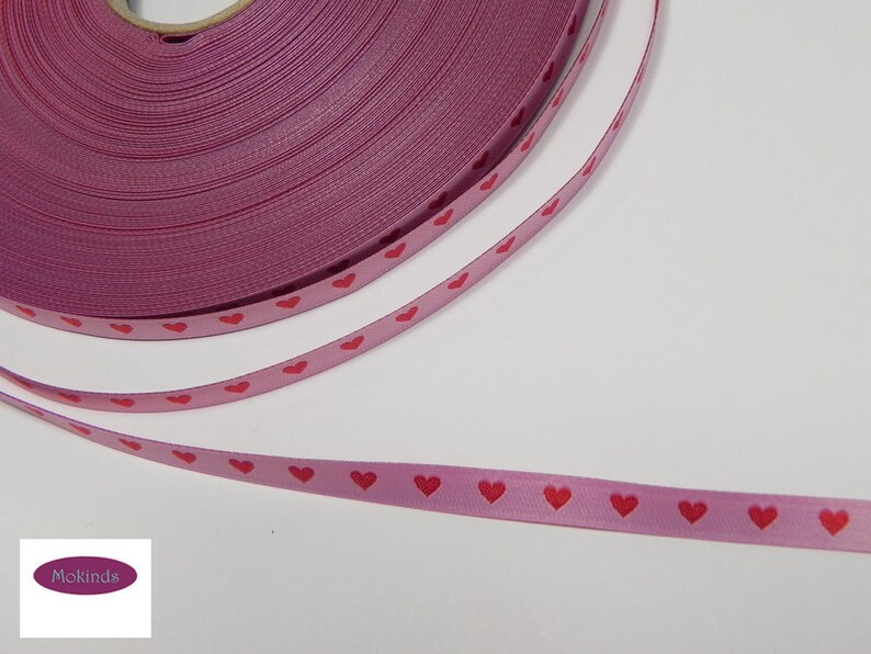 Color mix woven ribbon heart ribbon pink-red image 3