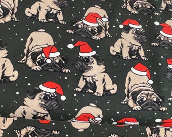 Jersey Christmas Pugs Christmas Pugs Swafing Bern cotton jersey green