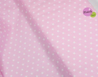 Fabric stars pink, light pink cotton fabric