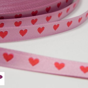 Color mix woven ribbon heart ribbon pink-red image 1