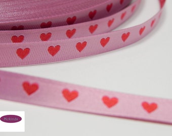 Color mix woven ribbon heart ribbon pink-red