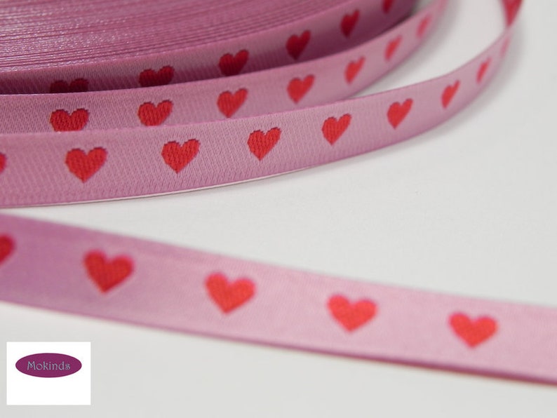 Color mix woven ribbon heart ribbon pink-red image 1