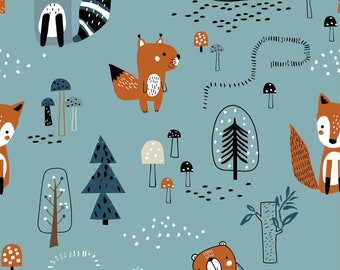 Softshell forest animals fox, bear, squirrel mint