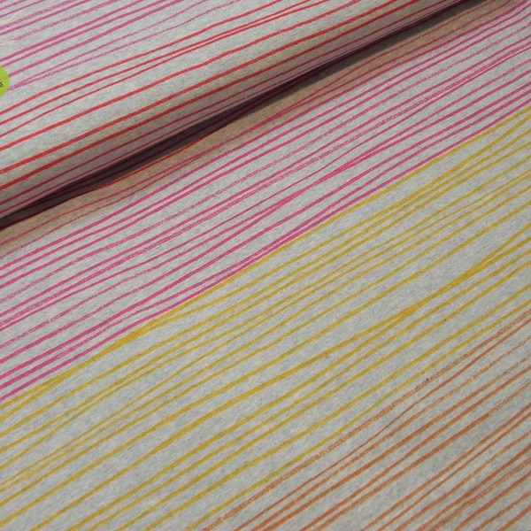 Colored pencil stripes Lillestoff organic jersey red orange (19.48 EUR / meter)