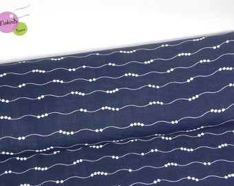 Muslin dark blue dots waves swafing double gauze