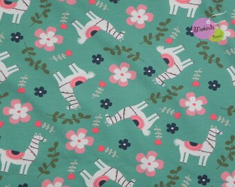 Jersey Lama Lamas Animals Turquoise Flowers